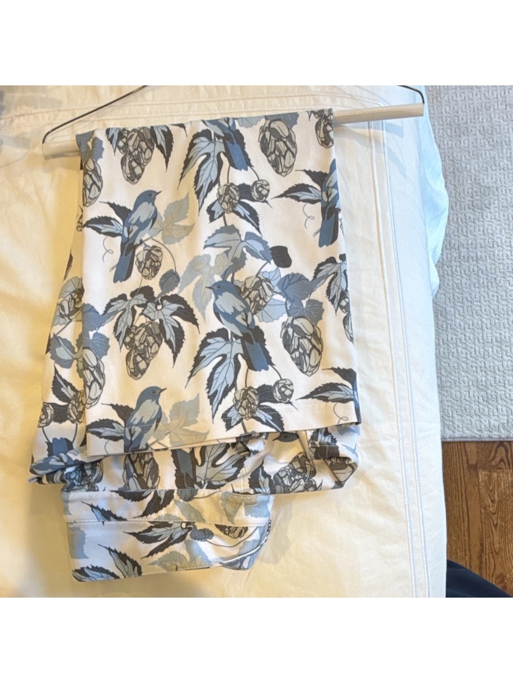 Walter Hagen Cream Midi Skirt with Blue and Gray Bird Print